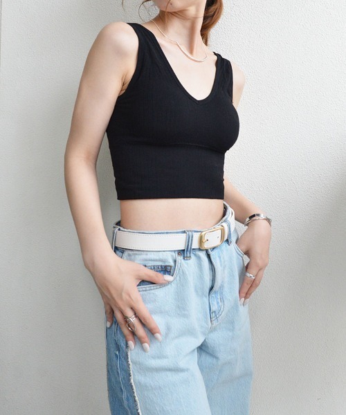 styiro(スタイロ)の「カップ付きリブタンクシームレスブラトップ リラックスインナー ヘルシースタイル(キャミソール・レディース・ホワイト/ブラック/ブラウン/グレー/ミント/ピンク系その他・L/FREE)」の7枚目の写真