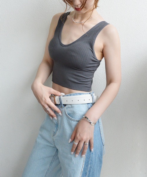 styiro(スタイロ)の「カップ付きリブタンクシームレスブラトップ リラックスインナー ヘルシースタイル(キャミソール・レディース・ホワイト/ブラック/ブラウン/グレー/ミント/ピンク系その他・L/FREE)」の8枚目の写真