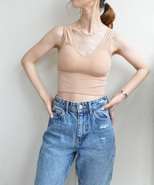 styiro(スタイロ)の「カップ付きリブタンクシームレスブラトップ リラックスインナー ヘルシースタイル(キャミソール・レディース・ホワイト/ブラック/ブラウン/グレー/ミント/ピンク系その他・L/FREE)」の9枚目の写真