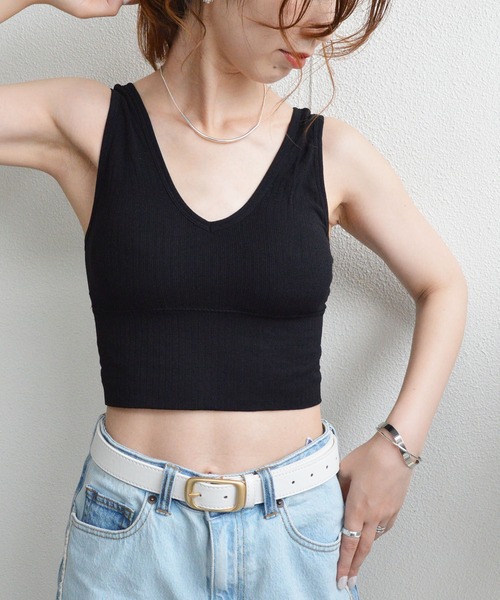 styiro(スタイロ)の「カップ付きリブタンクシームレスブラトップ リラックスインナー ヘルシースタイル(キャミソール・レディース・ホワイト/ブラック/ブラウン/グレー/ミント/ピンク系その他・L/FREE)」の15枚目の写真