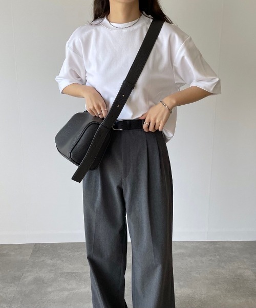 Rename(リネーム)の「Rename フェイクレザー ベルト ボックス トート ショルダーバッグ(ショルダーバッグ・レディース・ダークグレー/ブラック/グレイッシュベージュ・FREE)」の6枚目の写真