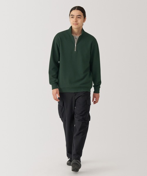 無印良品（ムジルシリョウヒン）の「紳士　二重編みミラノリブハーフジッププルオーバー（スウェット・メンズ・ブラック/ダークパープル/ダークグリーン/グレー・L/M/S/XL）」の19枚目の写真