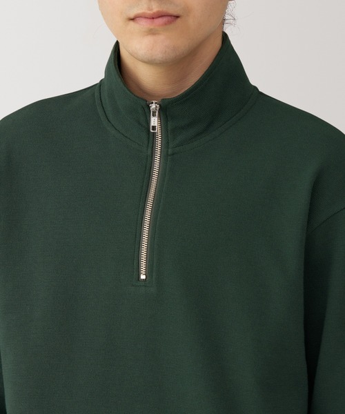 無印良品（ムジルシリョウヒン）の「紳士　二重編みミラノリブハーフジッププルオーバー（スウェット・メンズ・ブラック/ダークパープル/ダークグリーン/グレー・L/M/S/XL）」の22枚目の写真