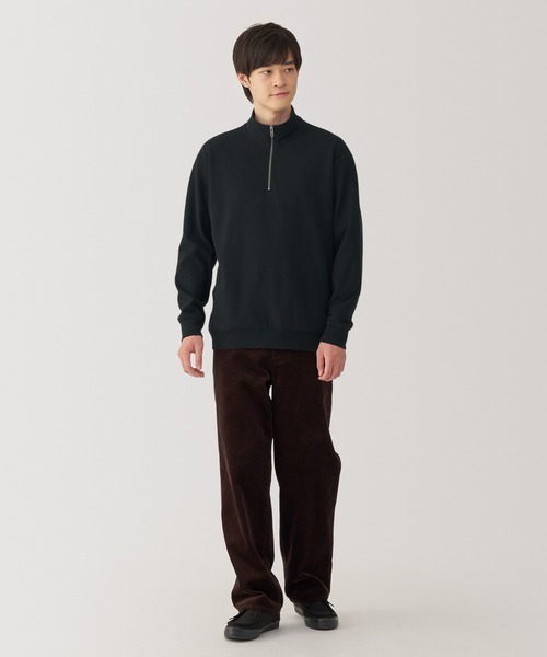 無印良品（ムジルシリョウヒン）の「紳士　二重編みミラノリブハーフジッププルオーバー（スウェット・メンズ・ブラック/ダークパープル/ダークグリーン/グレー・L/M/S/XL）」の5枚目の写真