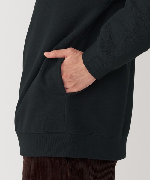 無印良品（ムジルシリョウヒン）の「紳士　二重編みミラノリブハーフジッププルオーバー（スウェット・メンズ・ブラック/ダークパープル/ダークグリーン/グレー・L/M/S/XL）」の9枚目の写真