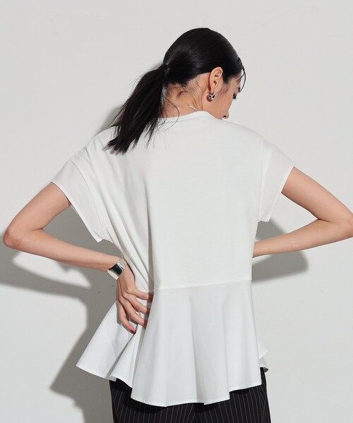 GALLEST（ギャレスト）の「◆アシンメトリーペプラムトップス（Tシャツ/カットソー・レディース・ホワイト/ダークグレー/ブラック・38）」の9枚目の写真