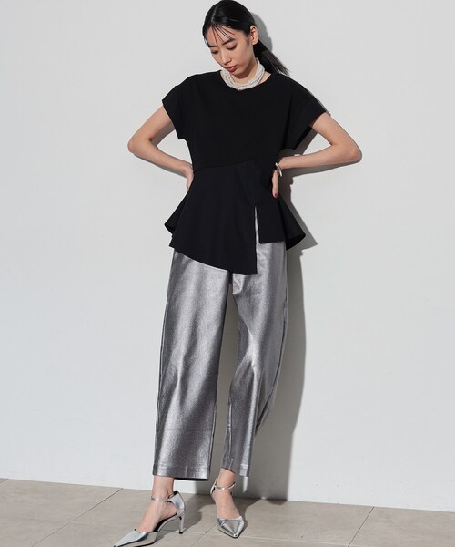 アシンメトリーペプラムトップス　エムドット　em. アシンメトリーペプラムトップス（カットソー） | GALLEST