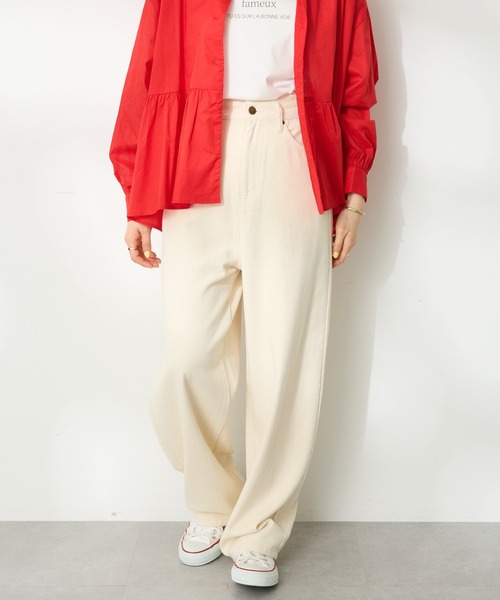 CRAFT STANDARD BOUTIQUE(クラフトスタンダードブティック)の「デニムカーブパンツ(デニムパンツ・レディース・ナチュラル/ブラック/インディゴブルー・M/L)」の1枚目の写真