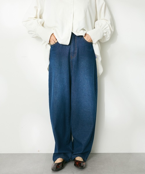 CRAFT STANDARD BOUTIQUE(クラフトスタンダードブティック)の「デニムカーブパンツ(デニムパンツ・レディース・ナチュラル/ブラック/インディゴブルー・M/L)」の3枚目の写真