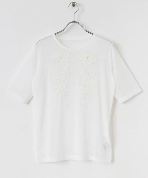 SENSE OF PLACE by URBAN RESEARCH（センスオブプレイスバイアーバンリサーチ）の「コードシシュウカットトップ（Tシャツ/カットソー・レディース・チャコールグレー/ブラウン/アイボリー・ONE）」の8枚目の写真