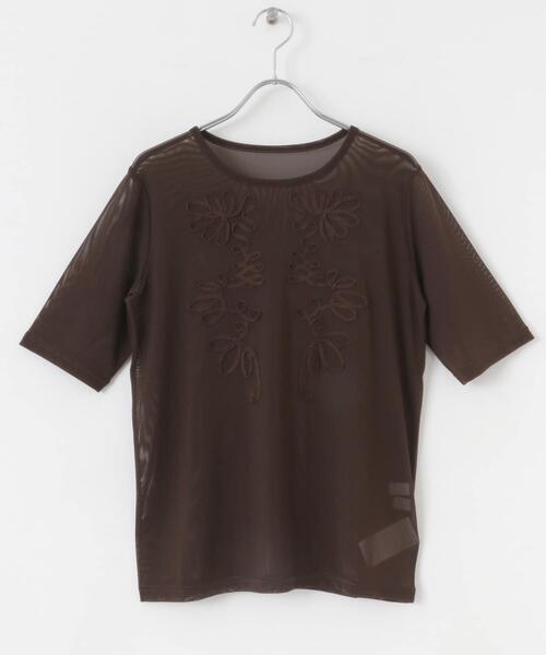 SENSE OF PLACE by URBAN RESEARCH（センスオブプレイスバイアーバンリサーチ）の「コードシシュウカットトップ（Tシャツ/カットソー・レディース・チャコールグレー/ブラウン/アイボリー・ONE）」の21枚目の写真