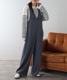 フロントジップVネックストレッチサロペット