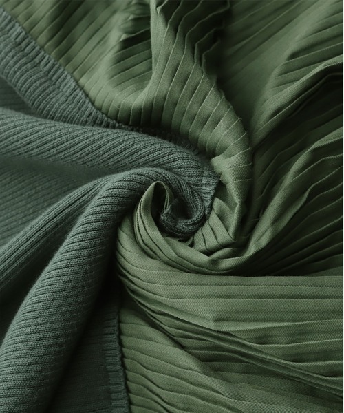 HUG.U（ハグユー）の「ぽわん袖 プリーツ×ニット ワンピース（ワンピース・レディース・グリーン/ライトグレー/ブラック/ダークベージュ・FREE）」の19枚目の写真