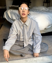 LONSLAN | ストライプシャツ×ネクタイセット LON24a036(シャツ/ブラウス)