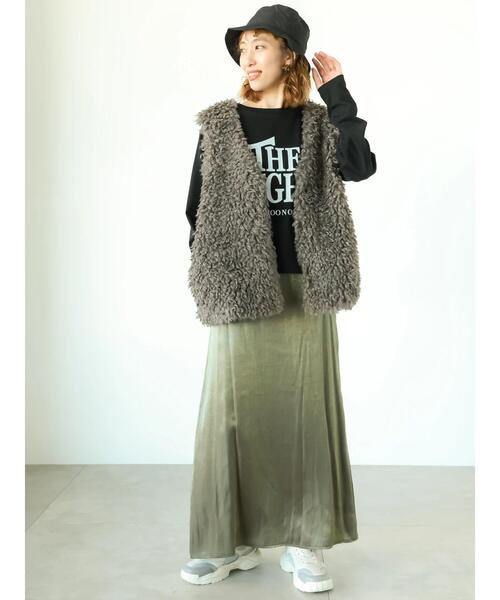 Lugnoncure（ルノンキュール）の「【抗菌防臭】柄アソートプリントロングTシャツ（Tシャツ/カットソー・レディース・ベージュ/ブラック/オフホワイト・F）」の9枚目の写真