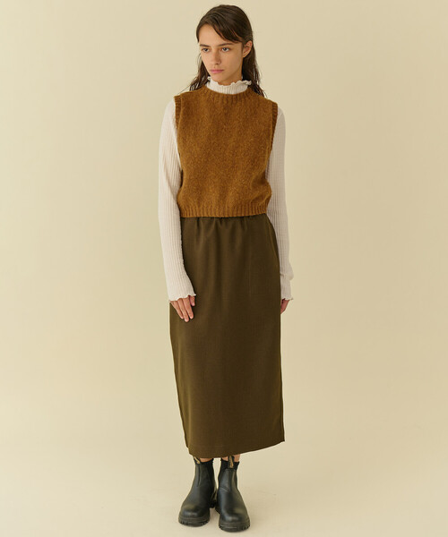 LE GLAZIK（ルグラジック）の「LE GLAZIK | コットン ランダムリブ ハイネックプルオーバー WOMEN（Tシャツ/カットソー・レディース・ブラック/オフホワイト/ライトグレー/イエロー・36）」の9枚目の写真