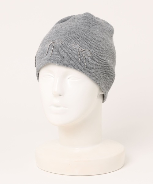 jouetie(ジュエティ)の「リボンビーニー(ニットキャップ/ビーニー・レディース・ブラック/グレー/オフホワイト・FREE)」の3枚目の写真