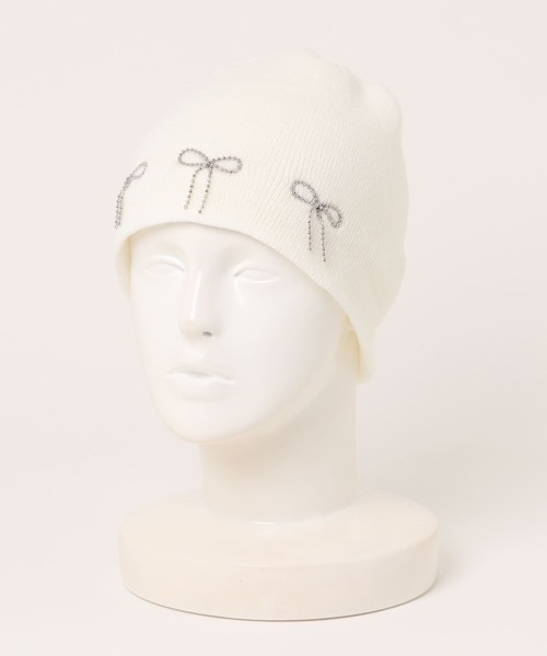 jouetie(ジュエティ)の「リボンビーニー(ニットキャップ/ビーニー・レディース・ブラック/グレー/オフホワイト・FREE)」の4枚目の写真