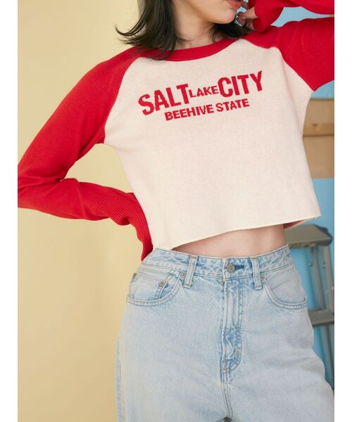 Ungrid（アングリッド）の「【WEB限定】ラグランロゴショートニット（ニット/セーター・レディース・レッド/グリーン/ブルー・FREE）」の8枚目の写真