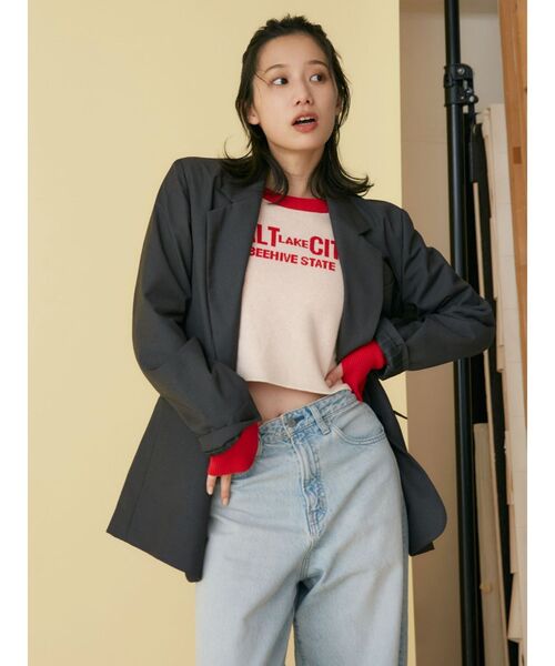 Ungrid（アングリッド）の「【WEB限定】ラグランロゴショートニット（ニット/セーター・レディース・レッド/グリーン/ブルー・FREE）」の12枚目の写真