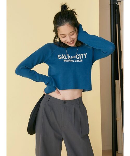 Ungrid（アングリッド）の「【WEB限定】ラグランロゴショートニット（ニット/セーター・レディース・レッド/グリーン/ブルー・FREE）」の18枚目の写真