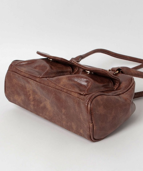 セール】3-8E11 ダブルポケット ハンドバッグ ショルダーバッグ