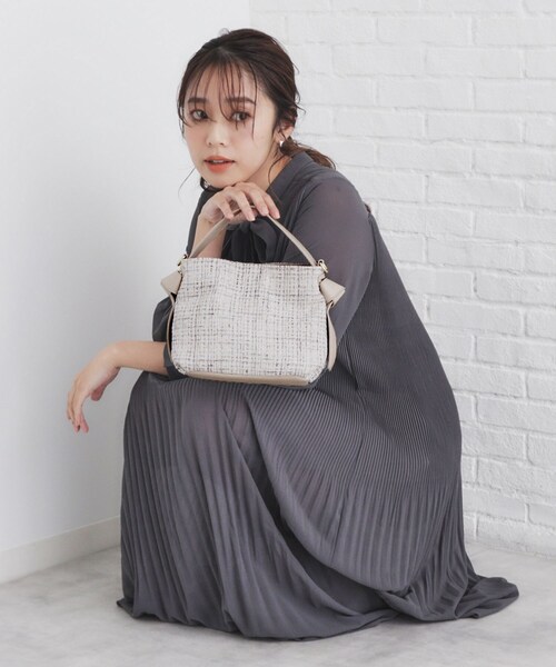 index(インデックス)の「【2WAY】ショルダー付ツイードバッグ(ショルダーバッグ・レディース・ライトブルー/ライトベージュ/ブラック・00)」の10枚目の写真