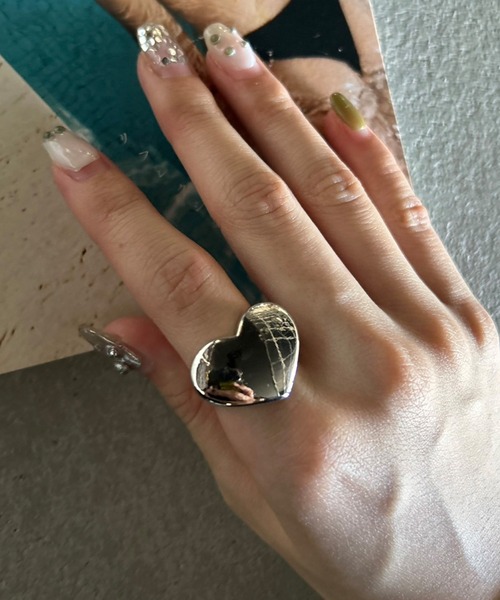 Big Heart ring 13号　【美品】 セール】ビッグハートリング 13号 シルバー ゴールド（リング