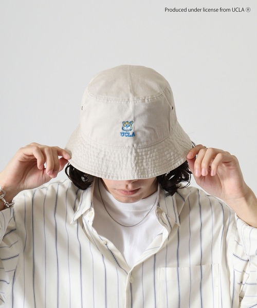 UCLA(ユーシーエルエー)の「UCLA Bear 刺繍 バケットハット(ハット・メンズ・ベージュ/ブラック/アイボリー・FREE)」の8枚目の写真