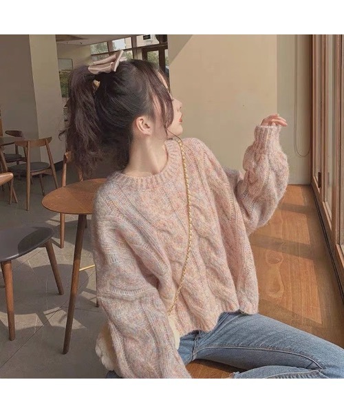 SALTMINT（ソルトミント）の「ベビーピンクベージュマーブルニット（ニット/セーター・レディース・ピンク/ベージュ系その他・FREE）」の2枚目の写真