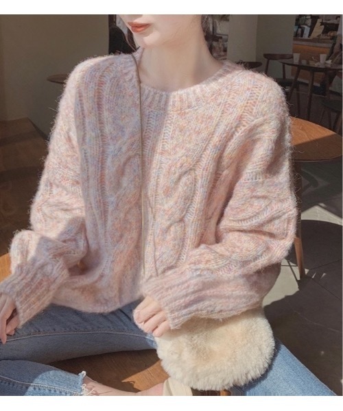 SALTMINT（ソルトミント）の「ベビーピンクベージュマーブルニット（ニット/セーター・レディース・ピンク/ベージュ系その他・FREE）」の4枚目の写真