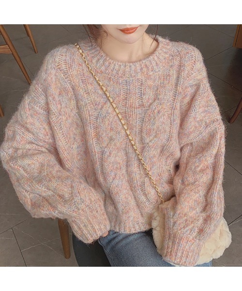 SALTMINT（ソルトミント）の「ベビーピンクベージュマーブルニット（ニット/セーター・レディース・ピンク/ベージュ系その他・FREE）」の5枚目の写真