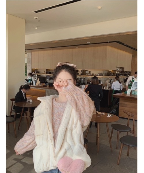 SALTMINT（ソルトミント）の「ベビーピンクベージュマーブルニット（ニット/セーター・レディース・ピンク/ベージュ系その他・FREE）」の3枚目の写真