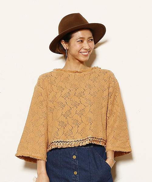 mystic（ミスティック）の「【mystic】レースプルオーバー（シャツ/ブラウス・レディース・オフホワイト/ブラック/キャメル・ﾌﾘ-）」の3枚目の写真