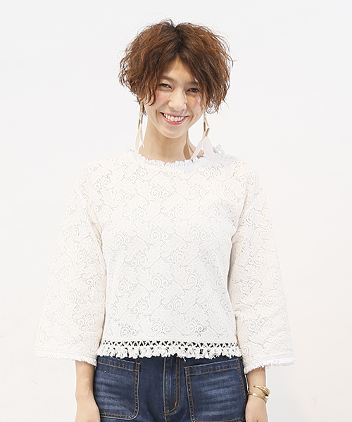 mystic（ミスティック）の「【mystic】レースプルオーバー（シャツ/ブラウス・レディース・オフホワイト/ブラック/キャメル・ﾌﾘ-）」の13枚目の写真