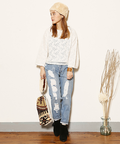 mystic（ミスティック）の「【mystic】レースプルオーバー（シャツ/ブラウス・レディース・オフホワイト/ブラック/キャメル・ﾌﾘ-）」の15枚目の写真