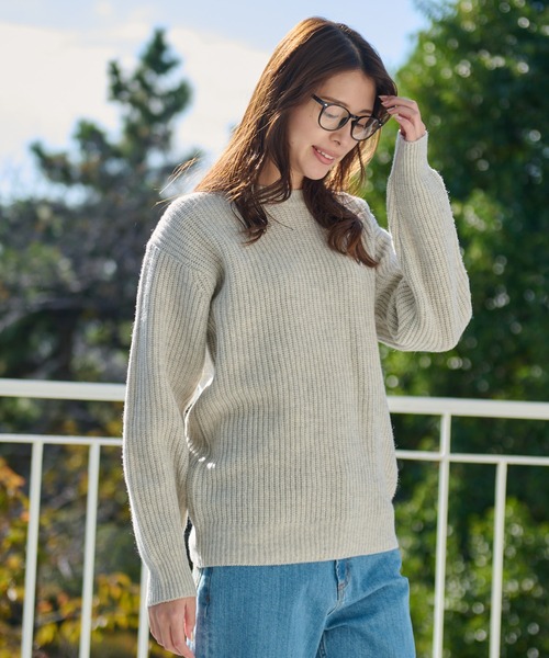 Arnold Palmer（アーノルドパーマー）の「シェア 畔編み ウール ニットセーター（ニット/セーター・レディース・ブラック/ライトベージュ/グレー・S/XS/M/L/LL）」の15枚目の写真