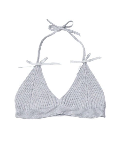 ALLuRing ChaRm(アリュリングチャーム)の「Shoulder Ribbon Mini Knit Dress / ショルダーリボンニットミニワンピース(ワンピース・レディース・グレー/ピンク・FREE)」の8枚目の写真