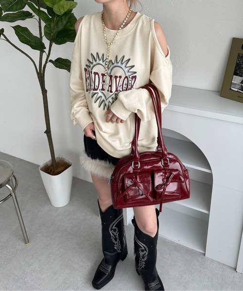 sedacle girl（セダクルガール）の「オープンショルダースウェット（スウェット・レディース・ベージュ/チャコールグレー/アイボリー・FREE）」の5枚目の写真