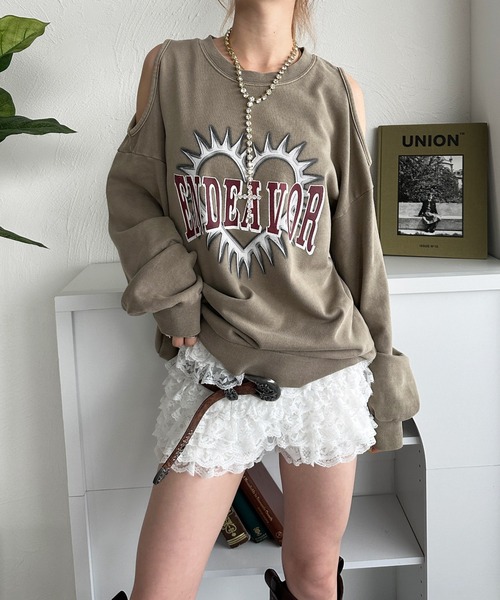 sedacle girl（セダクルガール）の「オープンショルダースウェット（スウェット・レディース・ベージュ/チャコールグレー/アイボリー・FREE）」の17枚目の写真