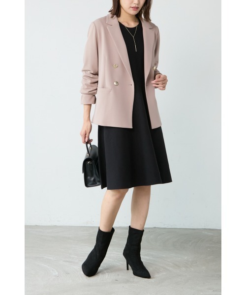 M.deux(エムドゥ)の「◇ハイストレッチダブルジャケット◇(テーラードジャケット・レディース・ベージュ/ネイビー・MEDIUM)」の6枚目の写真