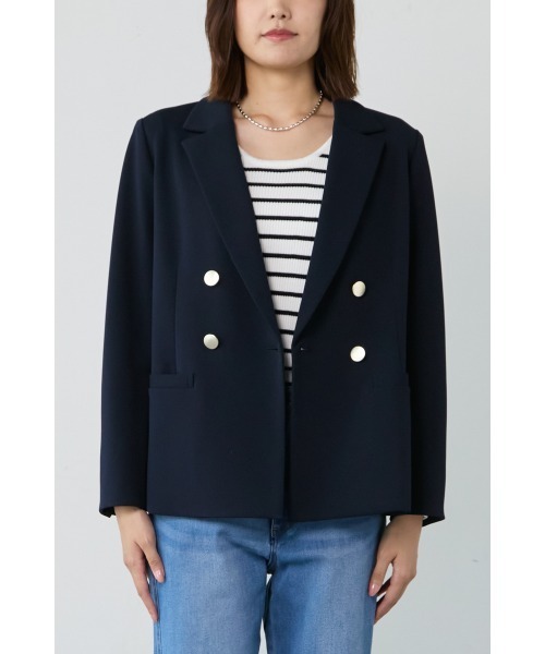 M.deux(エムドゥ)の「◇ハイストレッチダブルジャケット◇(テーラードジャケット・レディース・ベージュ/ネイビー・MEDIUM)」の7枚目の写真