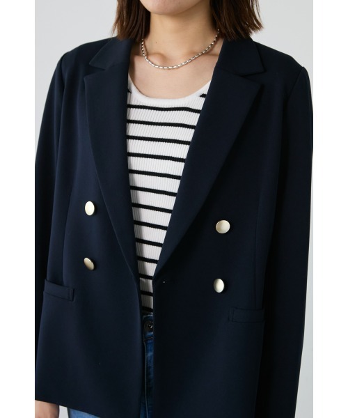 M.deux(エムドゥ)の「◇ハイストレッチダブルジャケット◇(テーラードジャケット・レディース・ベージュ/ネイビー・MEDIUM)」の10枚目の写真