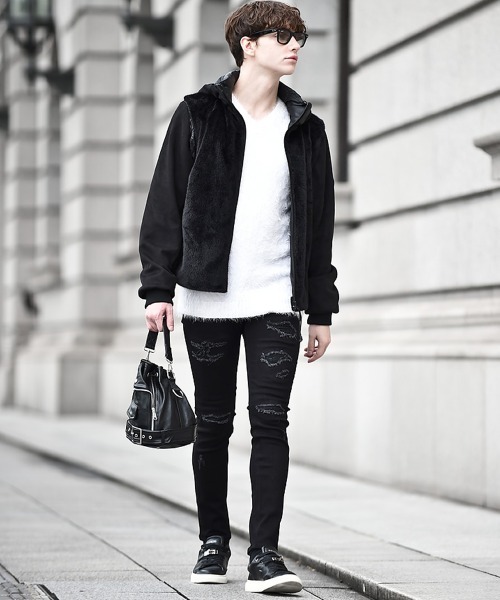 Buffalo Bobs(バッファローボブズ)の「TRANSFORM-FUR(トランスフォーム ファー) 3WAY フェイクファー エコダウン ブルゾン(ダウンジャケット/コート・メンズ・ブラック/ベージュ・1-2/2-3/3-4)」の3枚目の写真