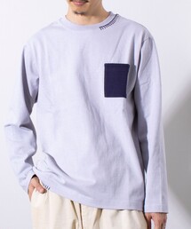 【GLOSTER/グロスター】ニットポケット ハンドステッチ ポケット長袖Tシャツ