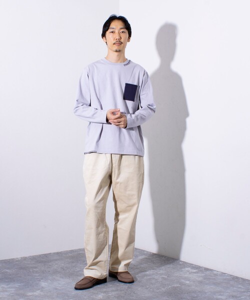 GLOSTER(グロスター)の「【GLOSTER/グロスター】ニットポケット ハンドステッチ ポケット長袖Tシャツ(Tシャツ/カットソー・メンズ・グレー/ホワイト/ネイビー・S/L/M)」の13枚目の写真