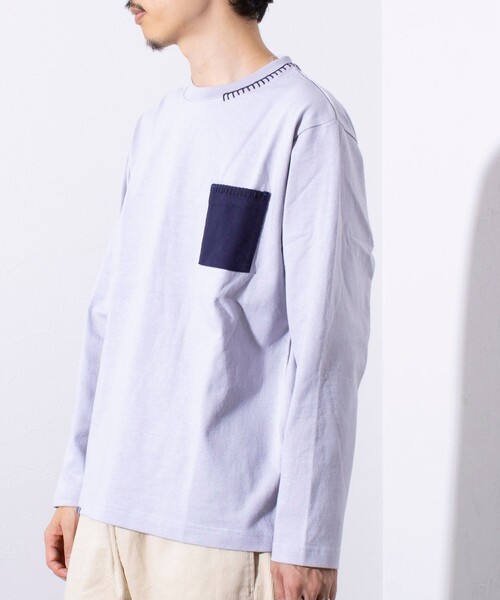 GLOSTER(グロスター)の「【GLOSTER/グロスター】ニットポケット ハンドステッチ ポケット長袖Tシャツ(Tシャツ/カットソー・メンズ・グレー/ホワイト/ネイビー・S/L/M)」の14枚目の写真