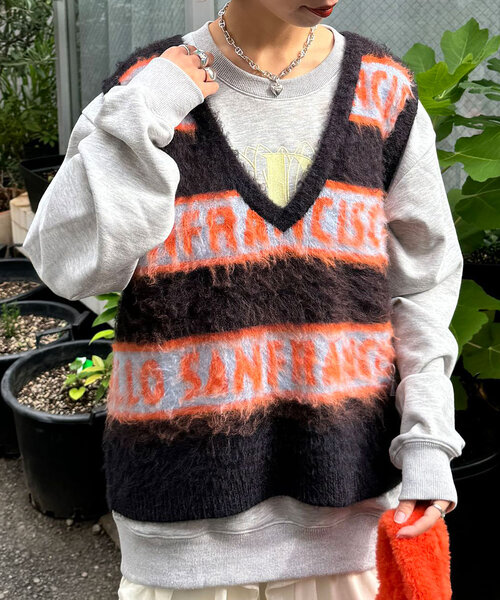 【セール】【HELLO.SANFRANCISCO/ハローサンフランシスコ】ロゴジャガードニットベスト（ベスト）｜HELLO.SANFRANCISCO（ハローサンフランシスコ）