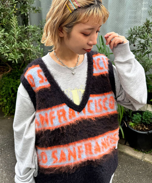 【セール】【HELLO.SANFRANCISCO/ハローサンフランシスコ】ロゴジャガードニットベスト（ベスト）｜HELLO.SANFRANCISCO（ハローサンフランシスコ）