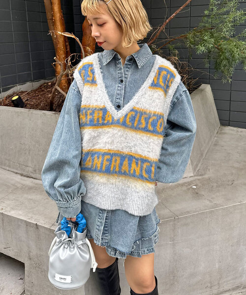 【セール】【HELLO.SANFRANCISCO/ハローサンフランシスコ】ロゴジャガードニットベスト（ベスト）｜HELLO.SANFRANCISCO（ハローサンフランシスコ）